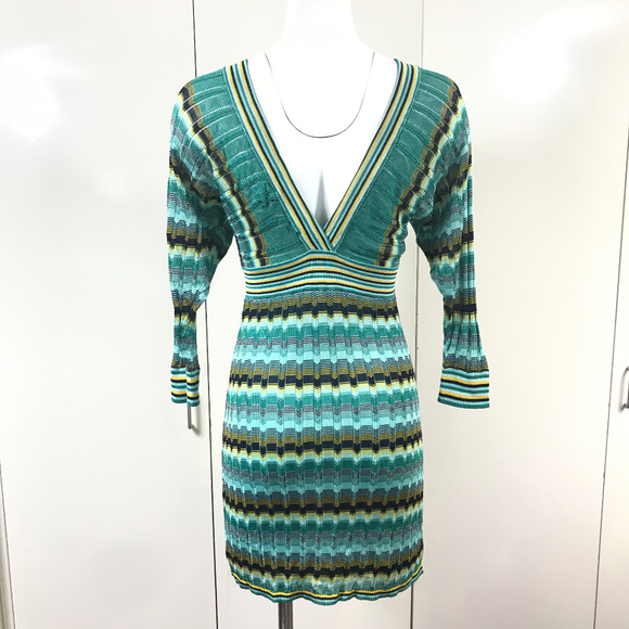 Guess Marciano deep V bat sleeves Missoni dress - Picture 3 of 8